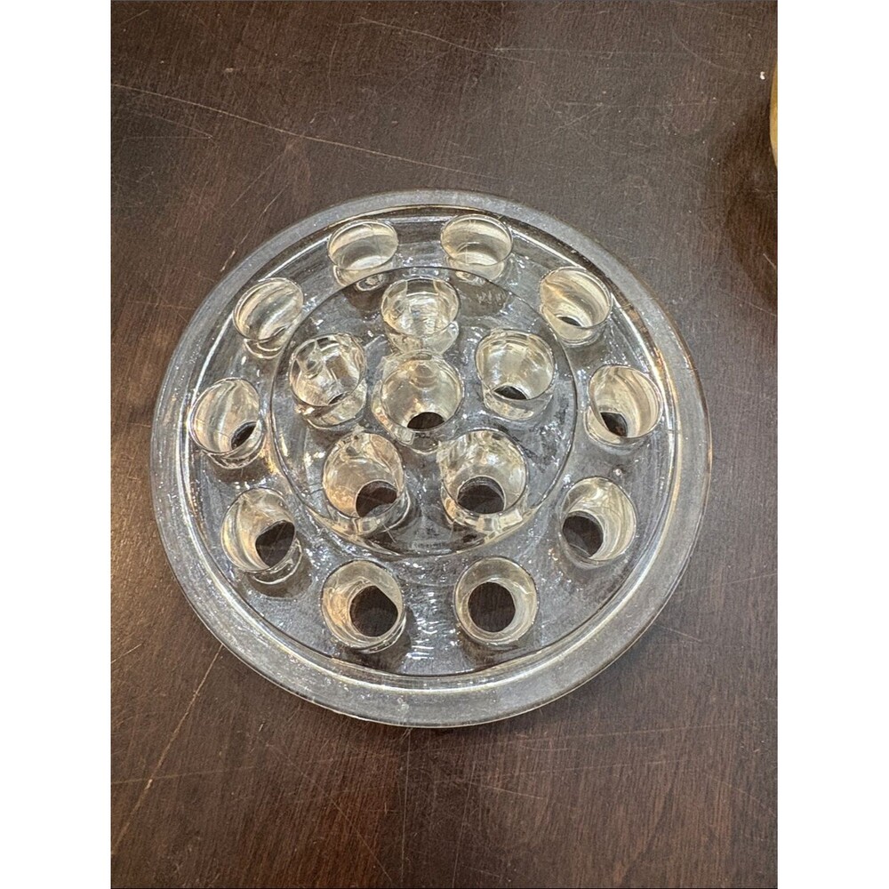 Clear vintage Glass Flower Frog Centerpiece